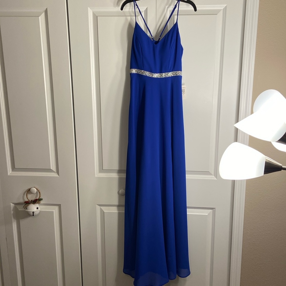 Long royal blue slit dress, Never worn!